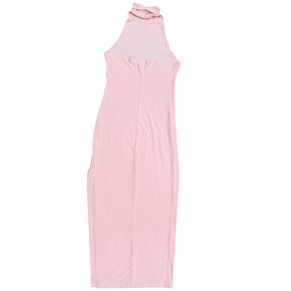 Norma Kamali Halter Turtle Side Slit Gown In Blush - Picture 8 of 8